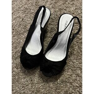 Maurices Womens Cork Wedge Platform Heels Peep Toe Slingback Sz 7 Excellent Cond